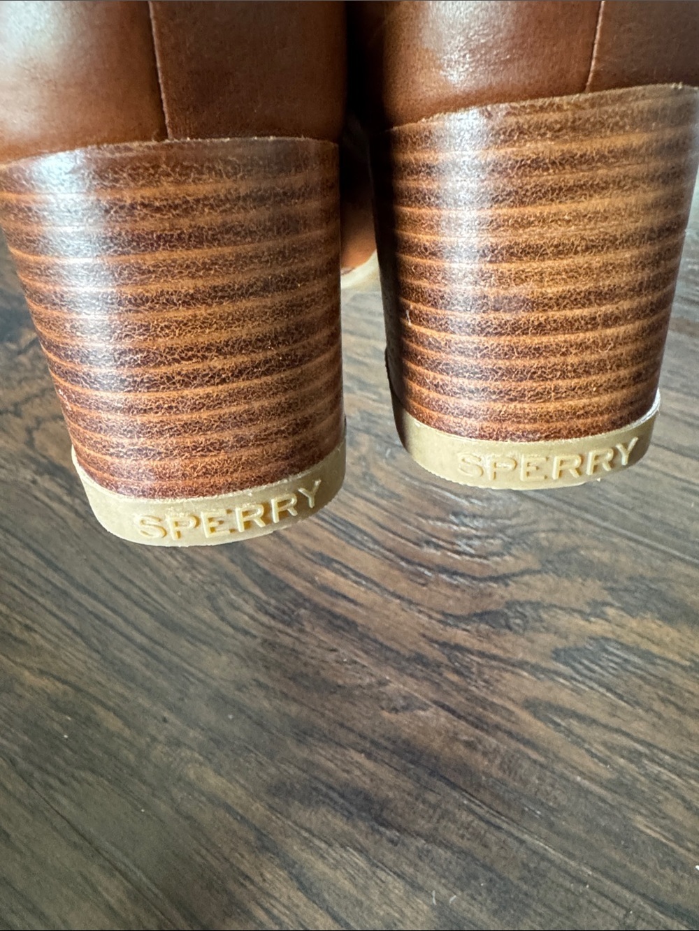 Sperry Brown Leather Block Heel Loafers - Picture 13 of 13